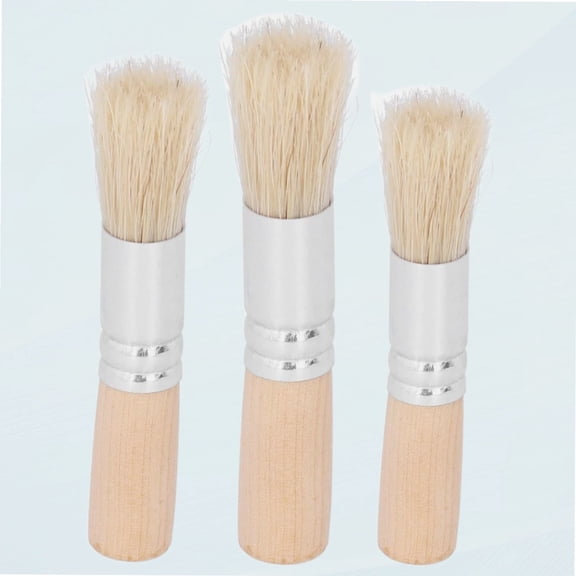 3Pcs Wood Handle Brash Brush Set Chalk Paint Brush Chalk Paint Wax Stancil Brush for Watercolor Oil Eil Painting Project Art Craft DIY
