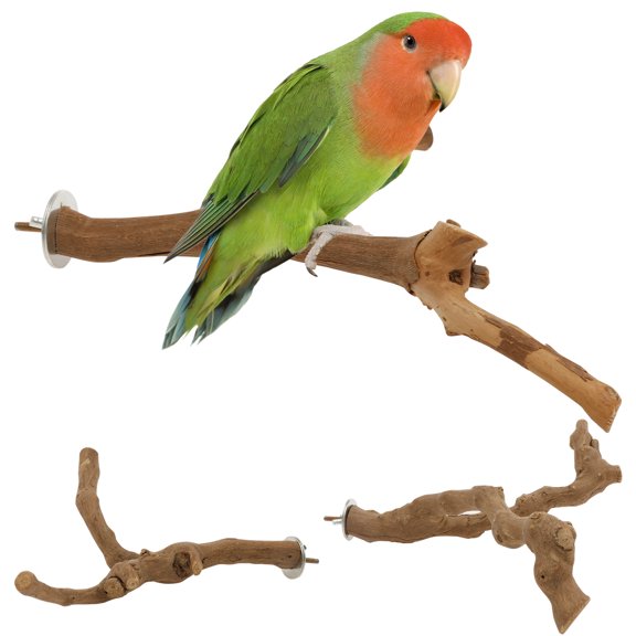 3Pcs Wood Perch Stand Pole Easy to Install Bird Hanger Stable Support Parrot Stand Pole Chewable Bird Perch Holder for Window
