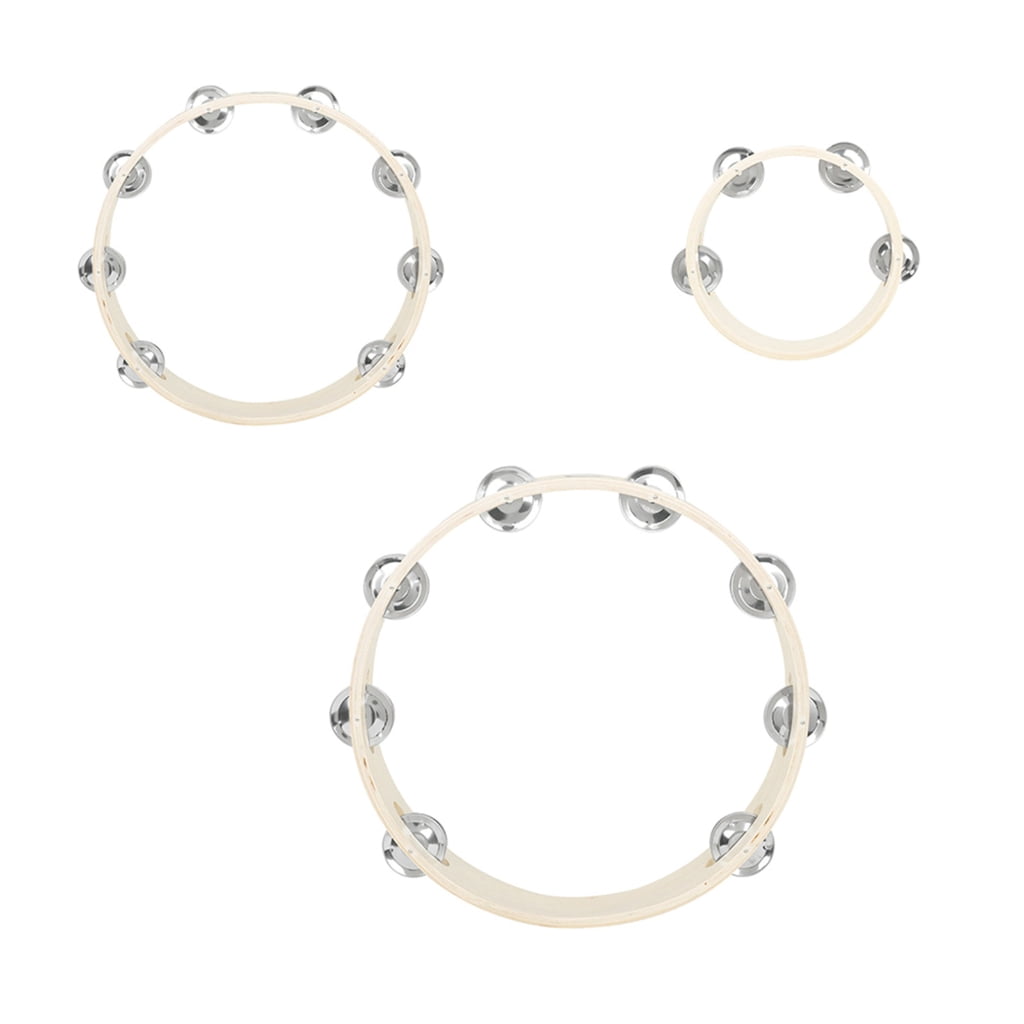 3Pcs Wood Tambourine Metal Bells Single Row Tambourine Rings for Kids Tambourine for Adults Hand Held Tambourine Rings