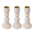 thumbnail image 1 of PartyKindom Chic and Unique Beige Wooden Candle Holders for Table Decoration 3Pcs, 1 of 7