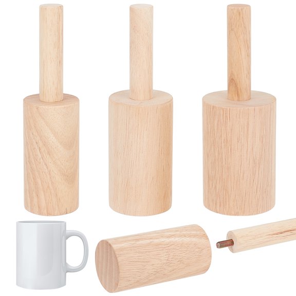 3Pcs Wooden Cup Molds, Detachable Clay Cup Anvil with Threaded Rod, Beige Handmade Pottery Shaping Tool for Ceramic Clay Cups Shaping DIY Pottery Craft Project,Diameter:2.36/2.76/3.15in,Height:8.66in