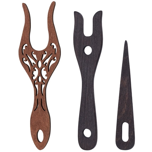 3Pcs Wooden Knitting Fork Eye Weaving Needles Kit Lucet Fork Wooden Weaving Tools for Bracelet Necklace DIY Tools Boxwood Beech 2Styles