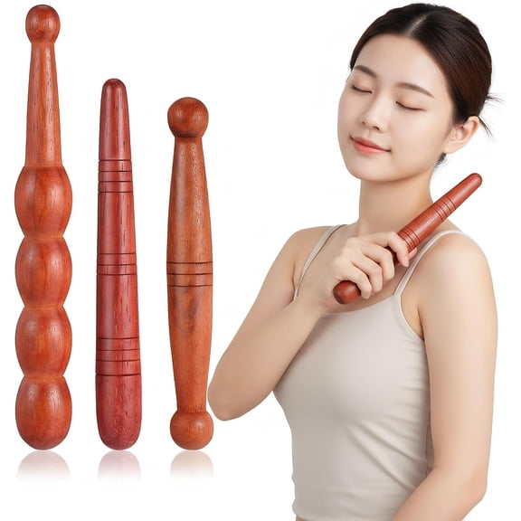 3Pcs Wooden Reflexology Sticks Foot Hand Massage Tools Thai Style Trigger Point Massager for Face Neck Back Waist