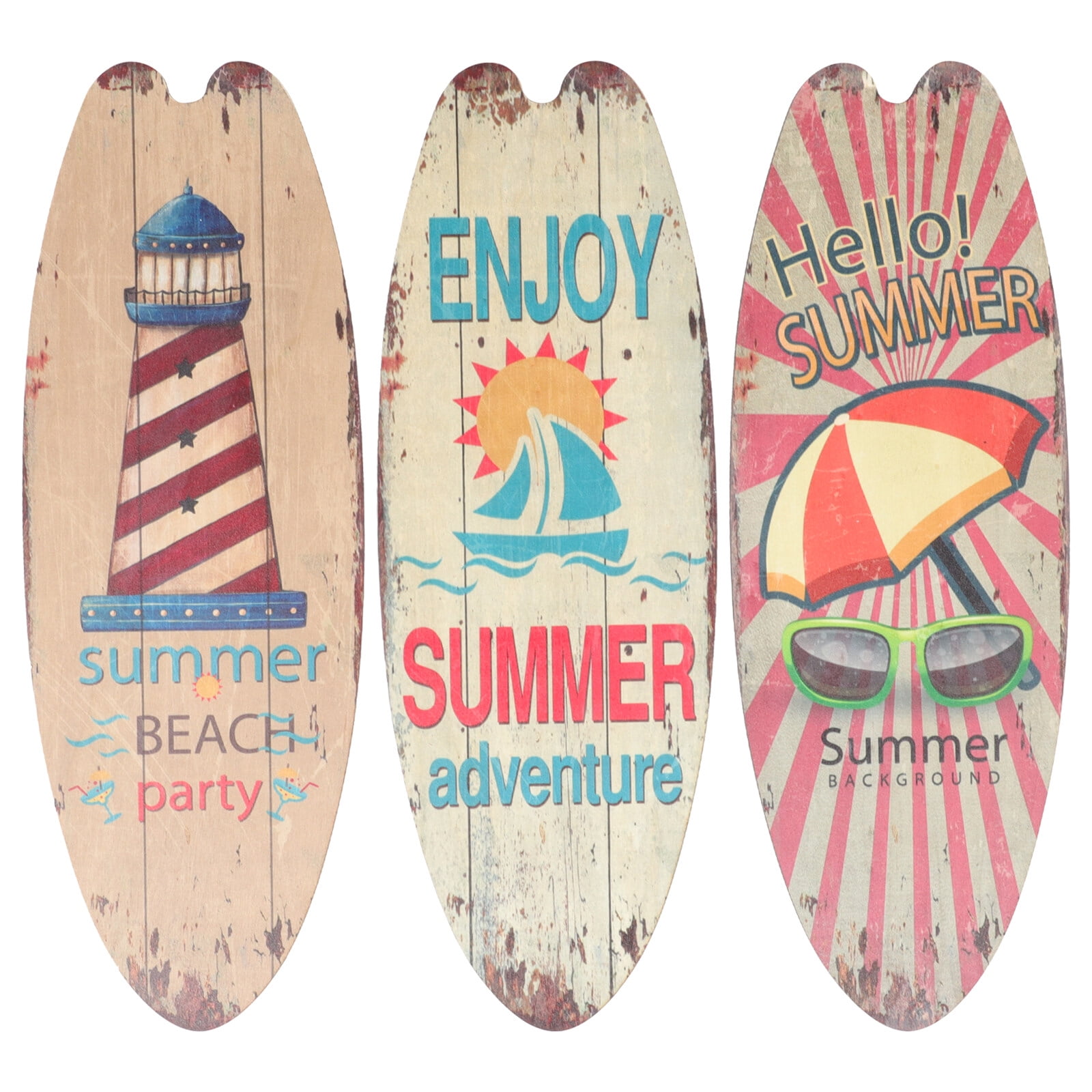 3Pcs Wooden Surfboard Signs Summer Wooden Hanging Sign Beach Themed ...