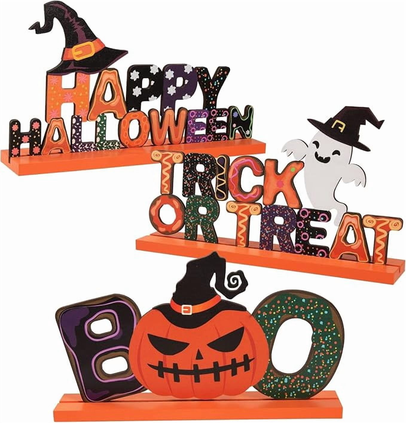 3Pcs Wooden Vintage Halloween Table Centerpiece, Desk Decorations ...