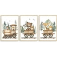 thumbnail image 1 of 3Pcs Woodland Animal Nursery Canvas Wall art Forest Wildlife Train Adventure Drawing Picture Wall Decor Fox Bear Deer Rabbit Owl Poster Printings for Boys Girls Room Home (only canvas), 1 of 6