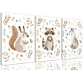 thumbnail image 1 of 3Pcs Woodland Animals Nursery Wall Art Watercolor Wild Animals Kids Room Wall Decor Cute Squirrel Raccoon Fox Prints Posters Kids Room Canvas Painting for Boys Room Girls Room Pictures Framed, 1 of 5