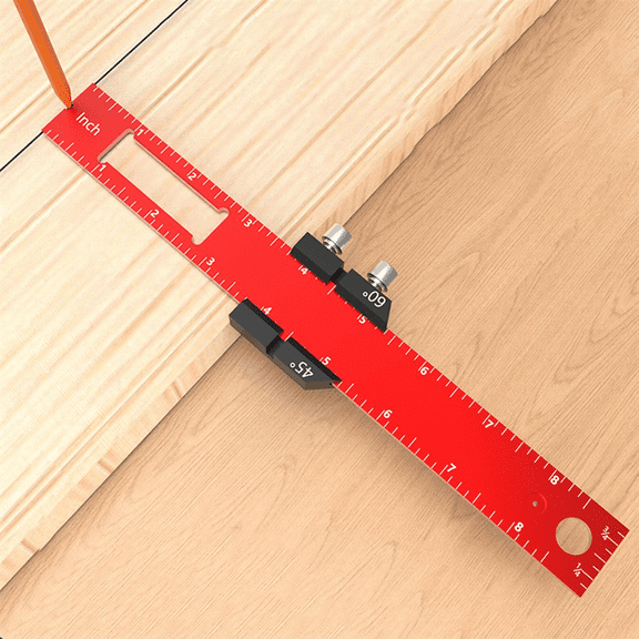3Pcs Woodworking Tools Ruler-Pocket Ruler Layout Tool Precision Ruler with T-Track Slide Stops, Inch and Metric Scale