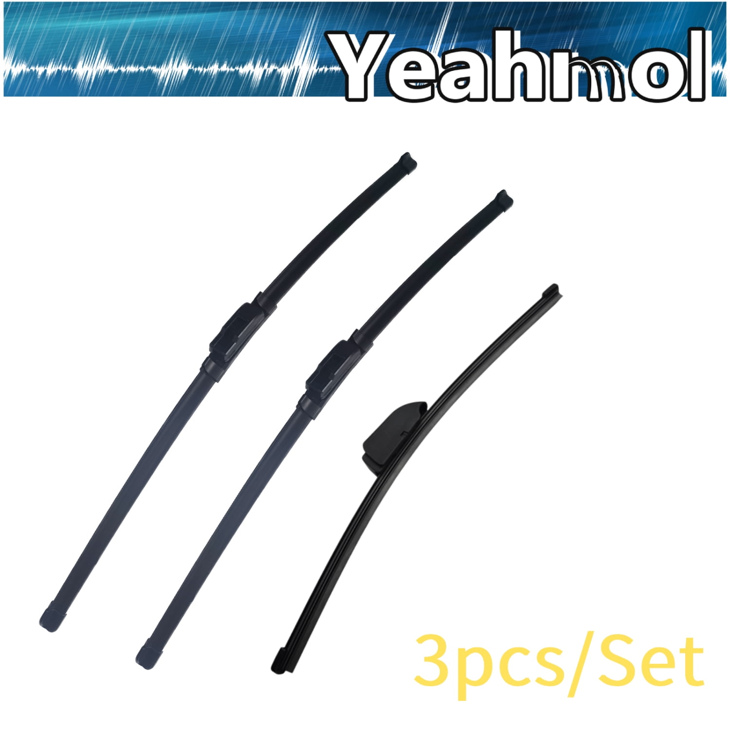 Yeahmol 3Pcs Front and Rear Windshield Wiper Blades (pack of 3) Compatible for 2014-2018 Kia Forte5, 28+14+13X, Y29H424B