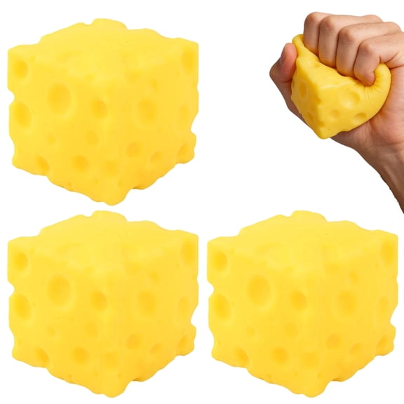 3Pcs Yellow Squishy Cheese Block,Novelty Squeeze Cheese,Cheese Block Squishy,Squishy Cubes,Squishy Cheese Cube,1.6" Stress Balls for Adults
