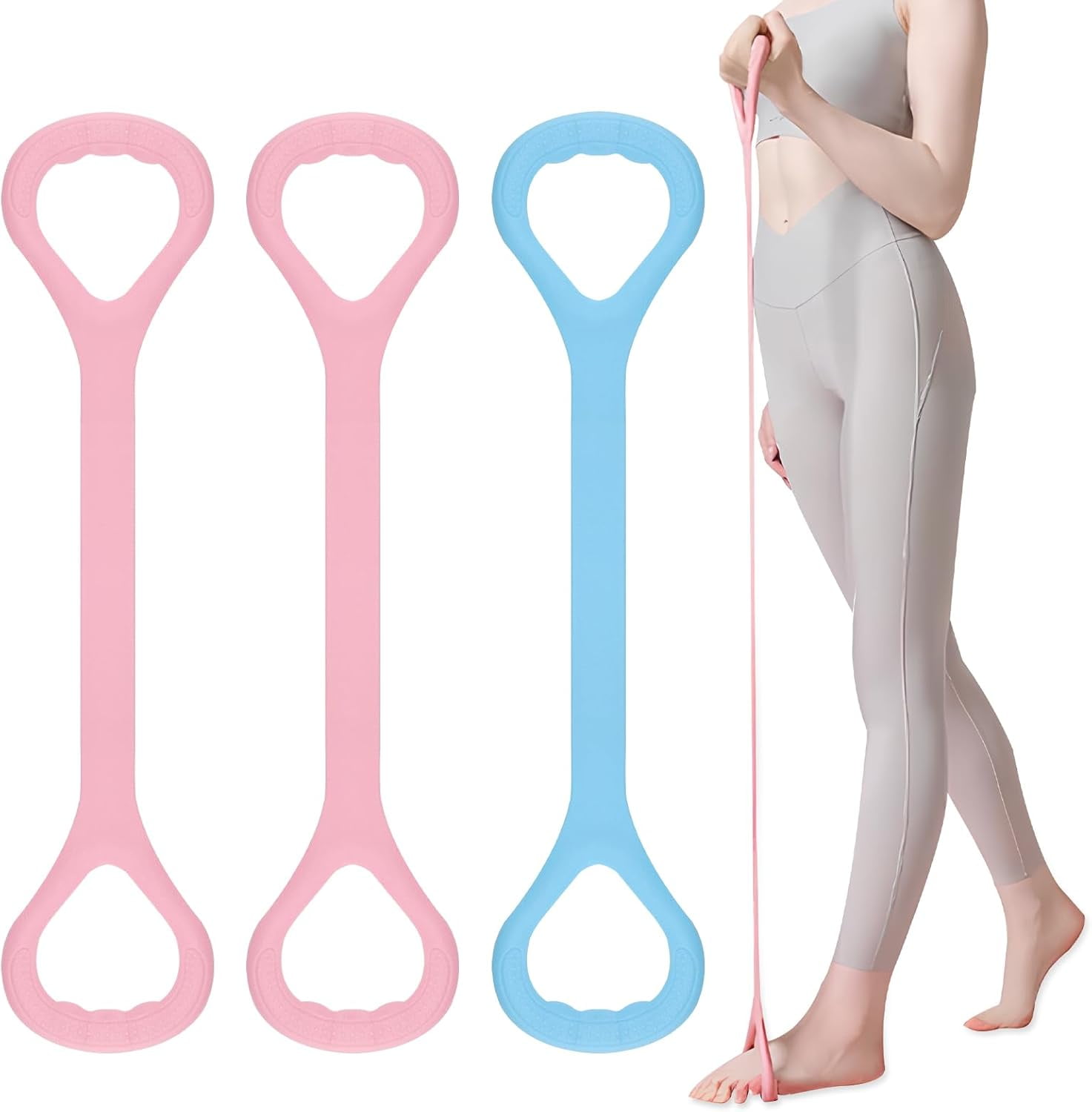 3Pcs Yoga Resistance Band, Figure 8 Resistance Band, Arm Back Training Elastic Ropes, Elastic Stretching Resistances Band For Arms, Back, Shoulders, And Chest Workouts
