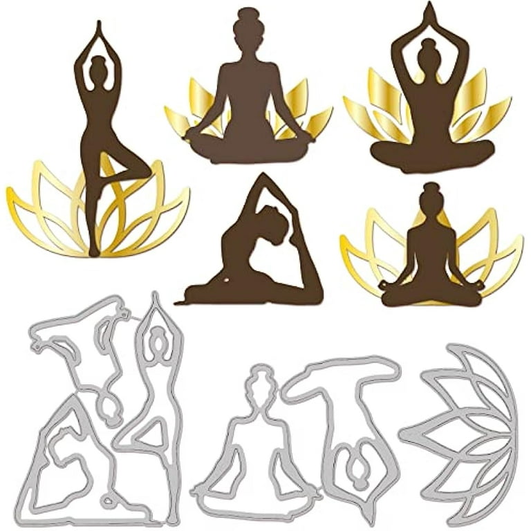 3Pcs Yoga Theme Cutting Dies Stencil Lotus Metal Embossing Cut Stencils  Craft Tools for Scrapbooking 