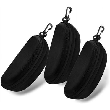 3Pcs Zipper Hard Shell Sunglasses Case and Eyeglasses Case Portable Travel Glasses Case with Plastic Hook