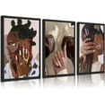 thumbnail image 1 of 3Pcs d African American Black Woman Canvas Wall Art Fashion Black Girl Wall Decor Pictures Hip Hop Sunglasses Jewelry Posters Prints Paintings for Home Living Room Bedroom Bathroom Decoration, 1 of 7