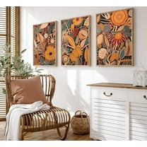 3Pcs d Boho Floral Canvas Wall Art Pictures Abstract Flower Market Posters Prints Botanical Painting Wall Decor for Living Room Bedroom Home Office 12x16in