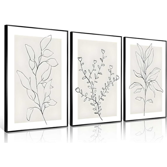 3Pcs d Neutral Botanical Wall Art Minimalist Abstract Botanical Line Canvas Posters Prints Modern Beige Boho Plant Paintings Wall Decor Pictures for Bedroom Living Room Home Decoration