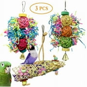 ARDORLOVE 3Pcs/lot Bird Toy Set For Parrot Shredder Foraging Assorted Hanging Cage Bird Chewing Rack Toys Pet Molar Pastime Parrot Toy