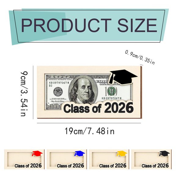 3Pcs 2026 Graduation Holder, Wooden Card Box for Money And Envelopes, Diy Grad Wallet for Cash Gifts, Senior Class of 2026 Party Decorations And Favor Ciozy