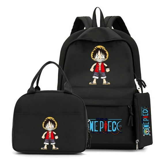 3Pcs/set Anime One Piece Backpack Teenager Backpack bag with Lunch Bag Bookbag Rucksack Comfortable Travel Bag