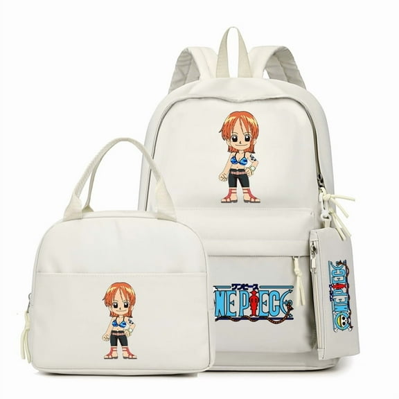3Pcs/set Anime One Piece Backpack Teenager Backpack bag with Lunch Bag Bookbag Rucksack Comfortable Travel Bag