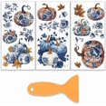 thumbnail image 1 of 3Pcs/set Autumn Pumpkin Rub on Transfers for Furniture and Craft 6x12 Inch Cyan Blue Flower Furniture Decal Transfer Sticker Rub on Decal with 1pc Scraper for Scrapbook Window Home Decoration PVC, 1 of 9