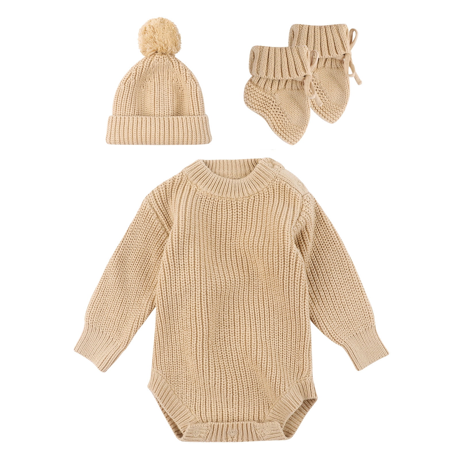 Newborn Overall Romper & Hat Set in Wheat main image 1