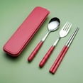 thumbnail image 1 of 3Pcs/set Portable With Storage Box Reusable Stainless Steel Cutlery Set Tableware Spoon Fork Chopstick Kits Dinnerware RED, 1 of 8