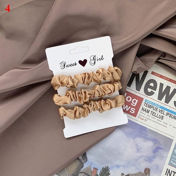 3Pcs/set Silk Satin Scrunchies Women Solid Color Hair Rope Elegant Ponytail Holder Rubber Band Elastic Hairband Hair Accessories