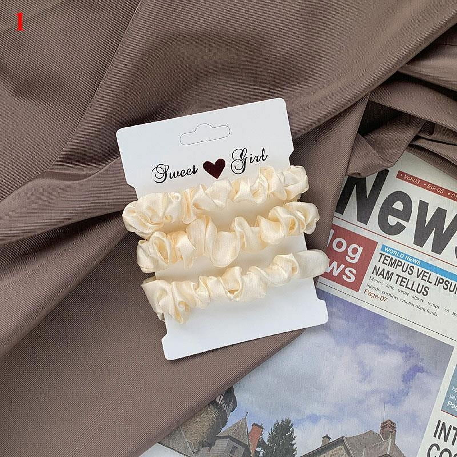 3Pcs/set Silk Satin Scrunchies Women Solid Color Hair Rope Elegant Ponytail Holder Rubber Band Elastic Hairband Hair Accessories