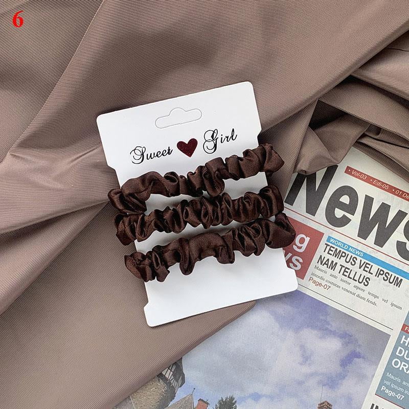 3Pcs/set Silk Satin Scrunchies Women Solid Color Hair Rope Elegant Ponytail Holder Rubber Band Elastic Hairband Hair Accessories