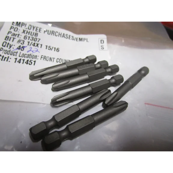 #3Phillips 1/4"Hex 1-15/16"Oal Extra Hard Power Bit Qty 7