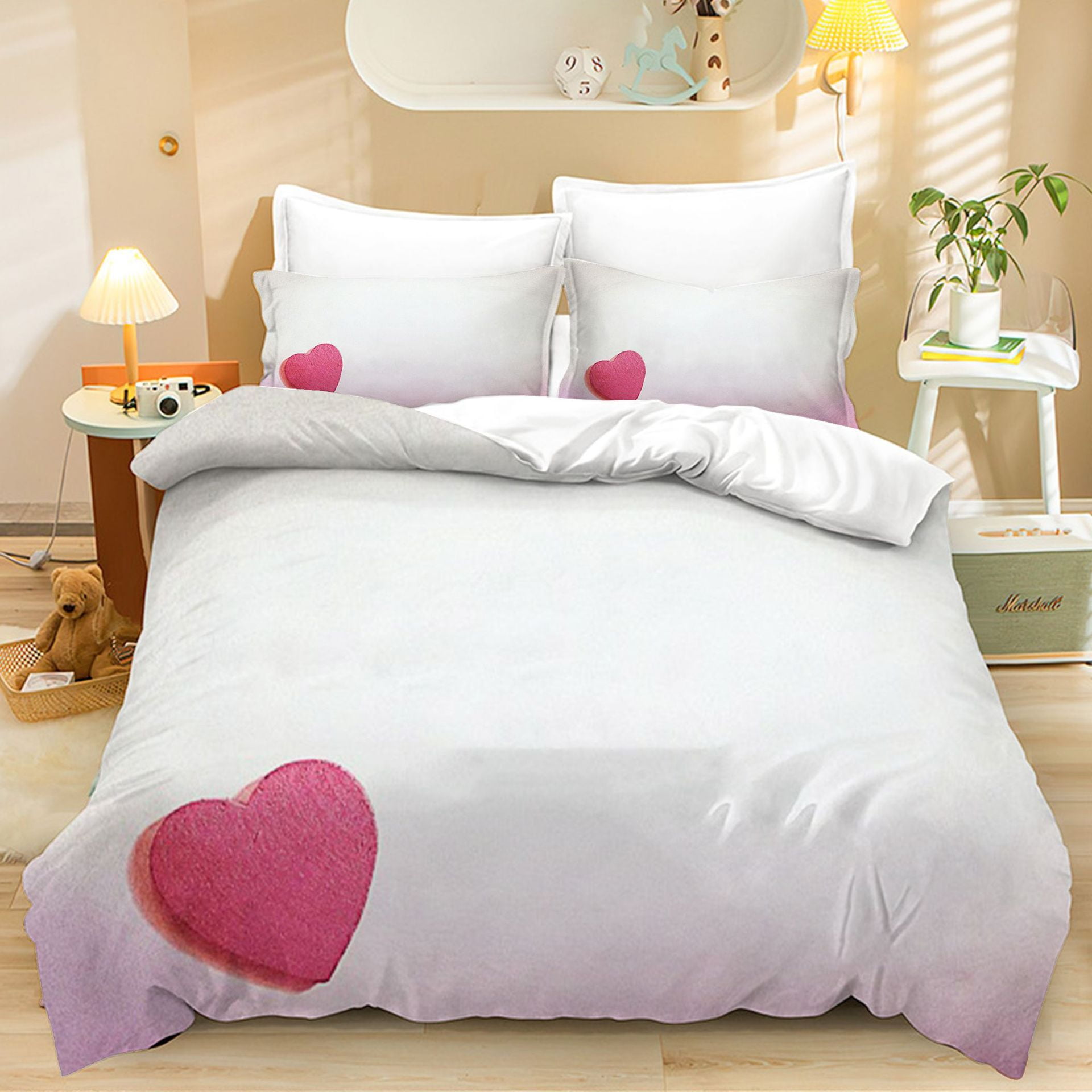 3Piece Couples Bedding Set Comforter Cover Queen Size Duvet Cover Love