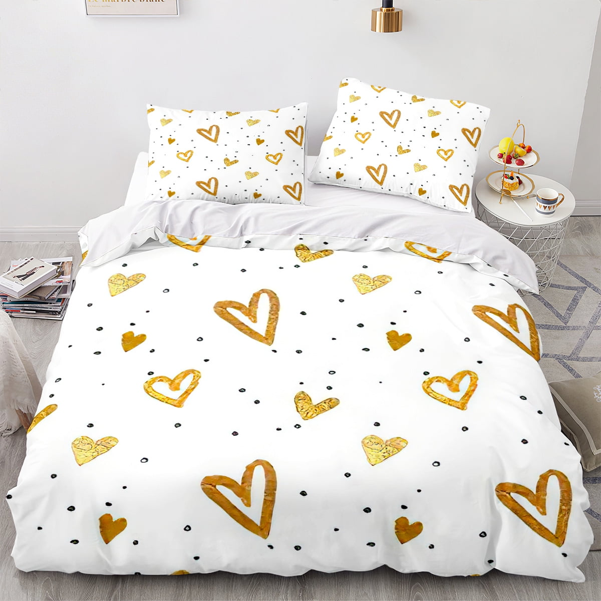 3Piece Duvet Cover Sets Valentine's Day Bedding Set 3D Floral Design