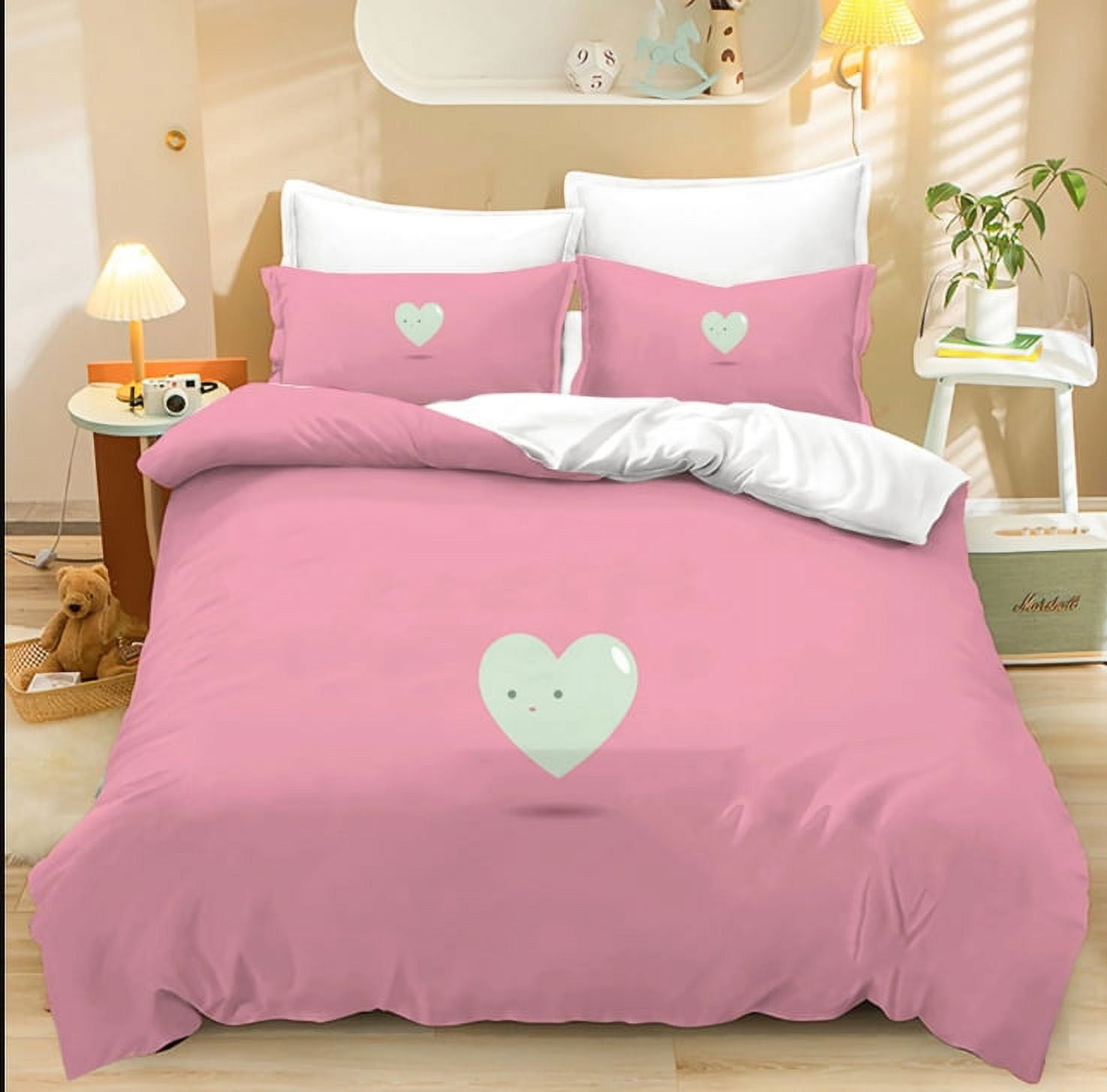 3Piece Love Duvet Cover Queen Heart Bedding Sets Duvet Cover for Women