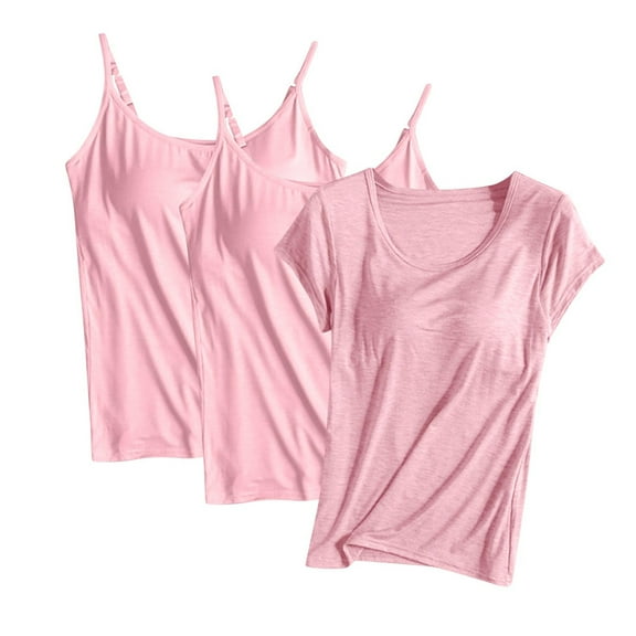 3Piece Modal Tank Tops for Women Wireless Padded Vest with Adjustable Strap Basic Base Layer Top Sleeveless Crewneck Cami Solid Lightweight Blouse Tops Spring Summer Outfits 2026