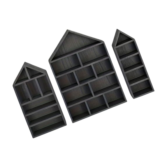 3Piece Practical Wooden Curios Cabinets Wall Shelves for Collectibles Display Multiple Sized Dustproof Shadow Boxes