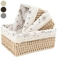 3Piece Wicker Storage Basket， Storage boxes with Removable Liner，Woven