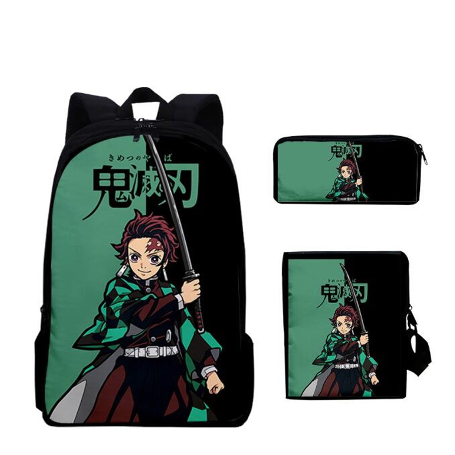 3Pcs/Set Anime Laptop Schoolbag Slant Demon Slayer Backpack Creative Super  Anime 3D Printed+Shoulder Bags with Pencil Case Back to School Gifts 