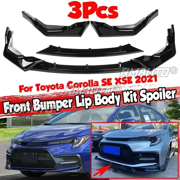 3Pieces Car Front Bumper Lip Deflector Lips Splitter Diffuser Cover Trim Body Kit Guard For Toyota Corolla SE XSE 2021 Body Kit