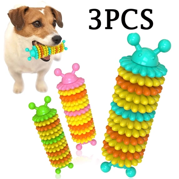 3Pieces Dog Toy, Durable Chew Toy for Aggressive Chewers Heavy Duty Teeth Cleaning Natural Rubber Chew Toys for Large/Medium/Small Dogs