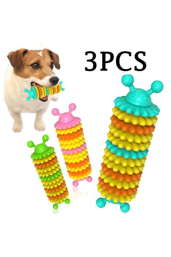 3Pieces Dog Toy, Durable Chew Toy for Aggressive Chewers Heavy Duty Teeth Cleaning Natural Rubber Chew Toys for Large/Medium/Small Dogs
