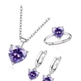 thumbnail image 1 of 3Pieces Elegant Heart Shaped Cubic Zirconia Jewelry Set Necklace Earrings Rings Lightweight Accessories for Women, 1 of 8