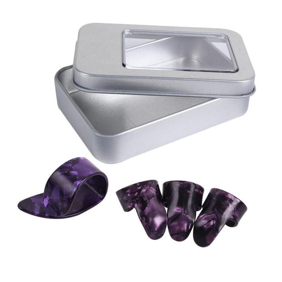 3Pieces Finger Pick Set Picks With Fingered Storage Box For Banjo Celluloid Guitar Pics