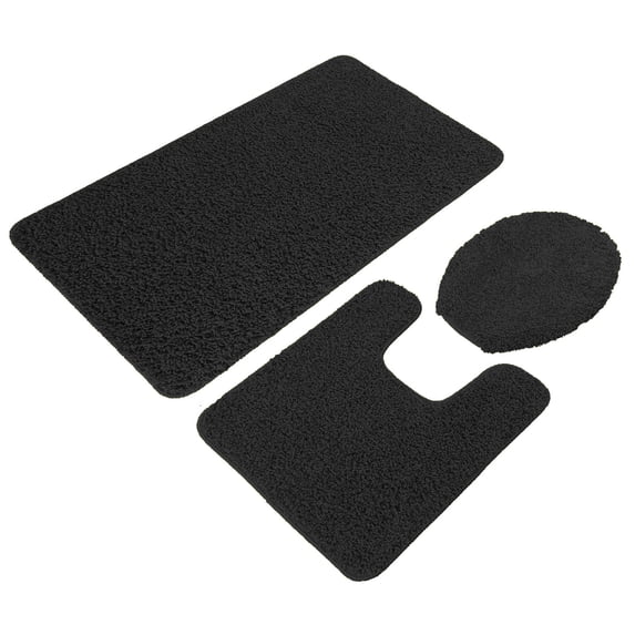 3Pieces Frizzy Rug Black