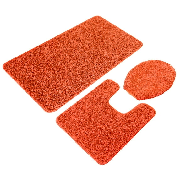 3Pieces Frizzy Rug Rust Orange
