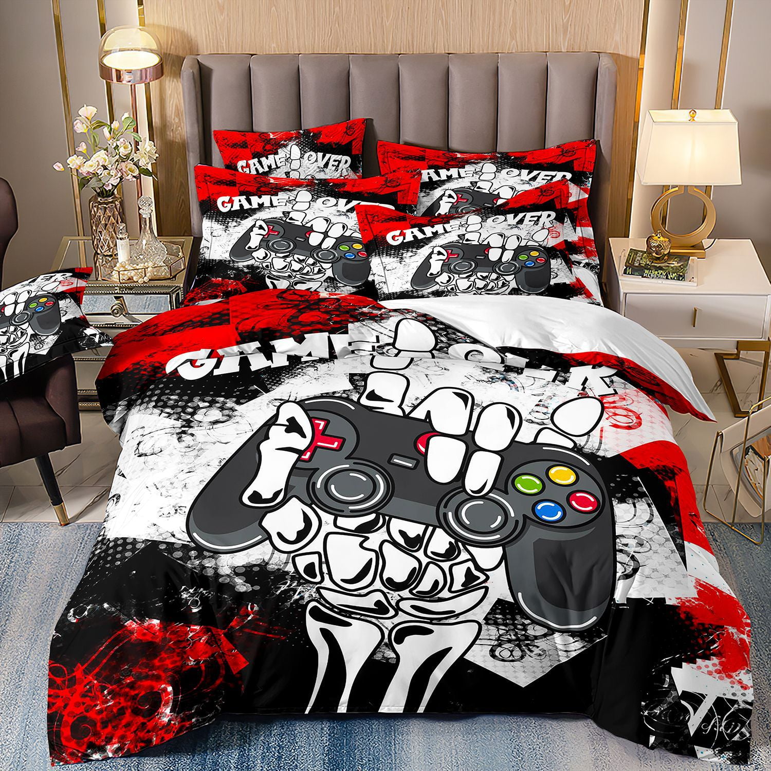 3Pieces Gamer Duvet Cover Set for Boys Gaming Bedding Set Twin Size