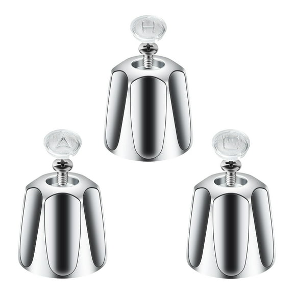 3Pieces Practical Shower Knob Replacement Set for Bath Faucets With Clear Indexs Button and Matte Designs Finish