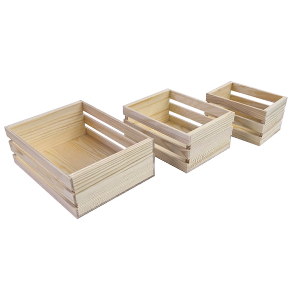 3Pieces Wooden Nesting Boxes Pine Storage Boxes Container Crates For Home Kitchen Offices Organization And Decoration