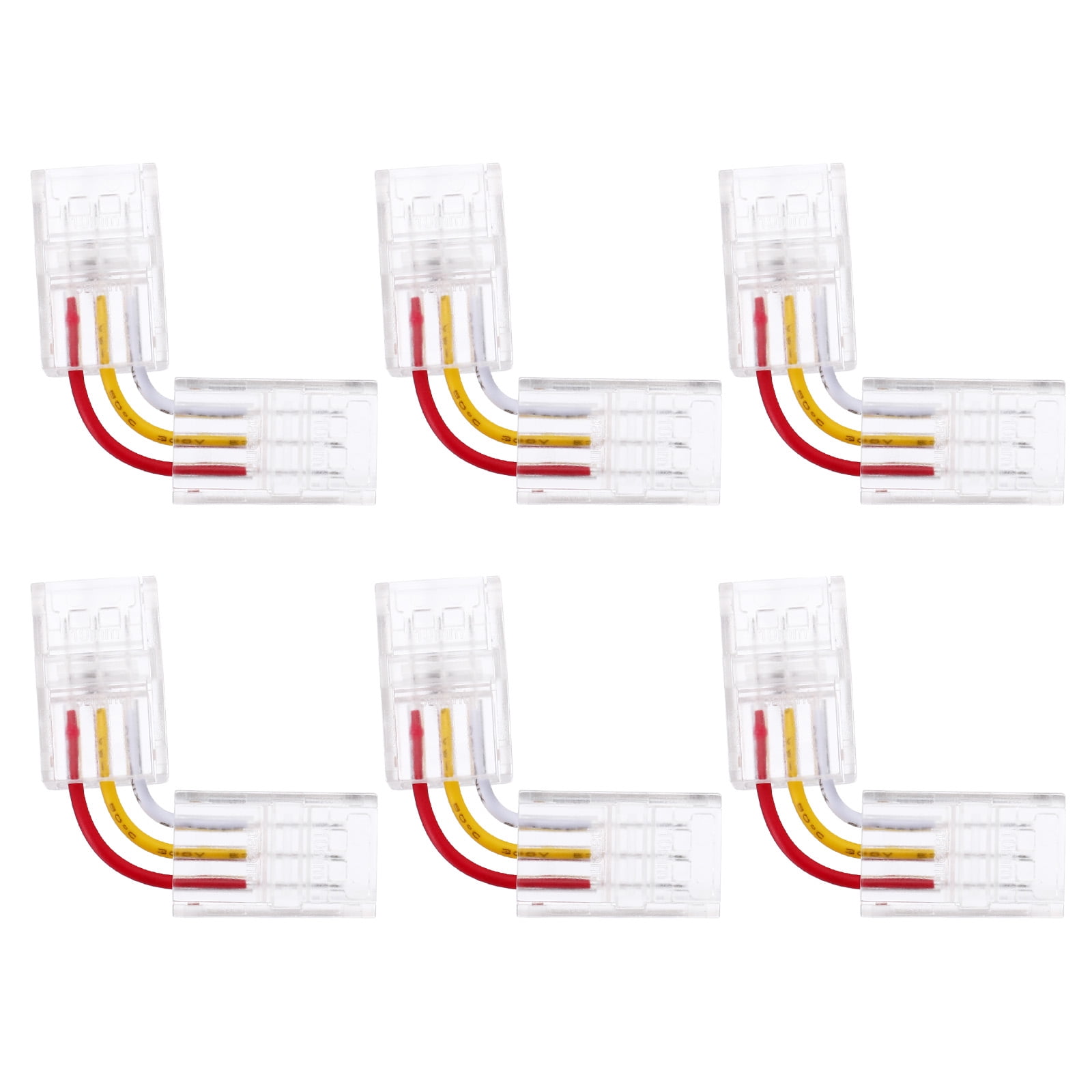 3Pin RGB LED Strip Connectors, 6Pcs 10mm Wide Extension L type with ...