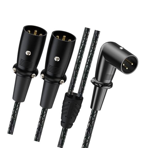 3Pin Splitter Cable Balanced Microphone Splitter 1 Male to 2 Male Y Cable Cord for Microphone Adapter Accessories